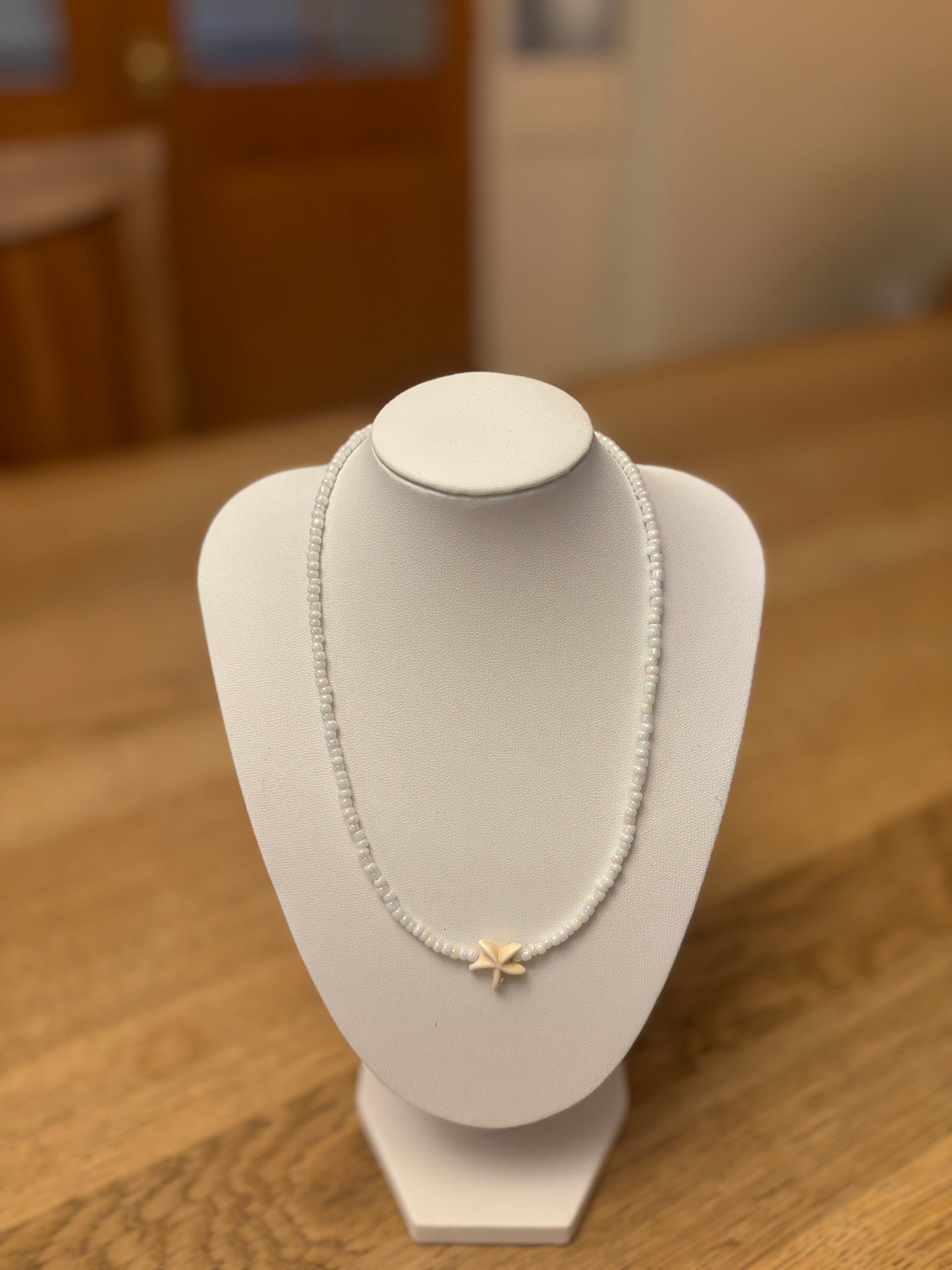 Starfish White Beaded Necklace