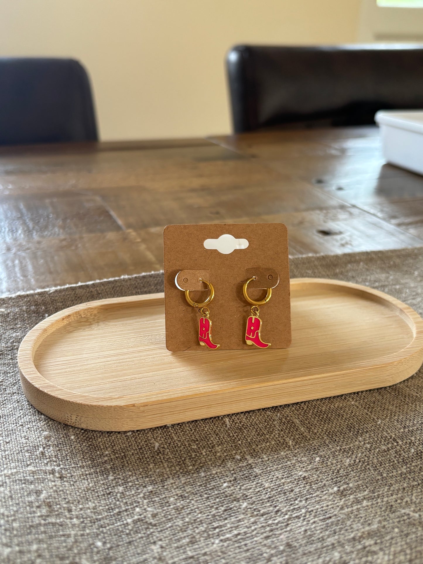 Pink Cowboy boot hoops