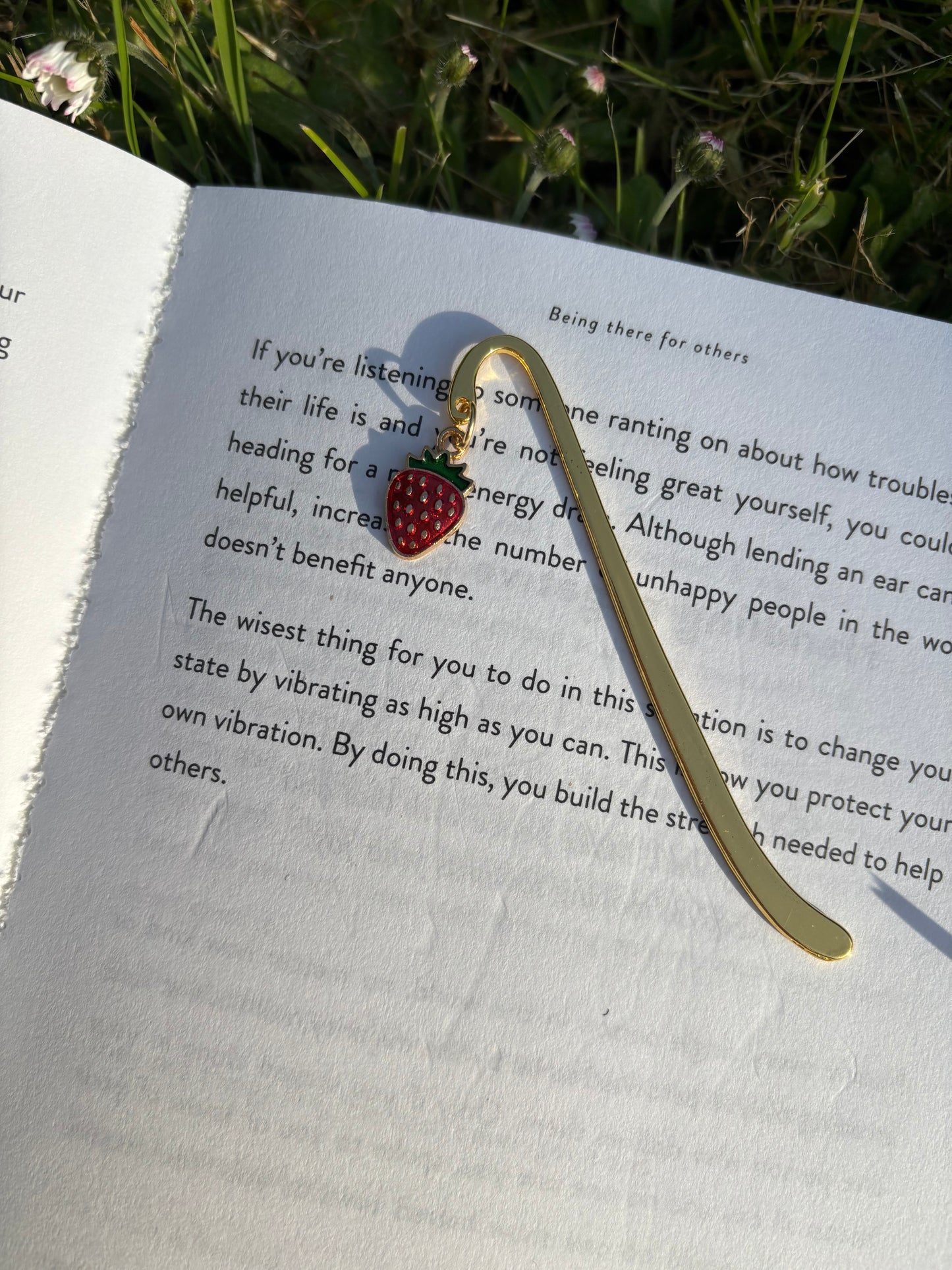 Gold strawberry bookmark