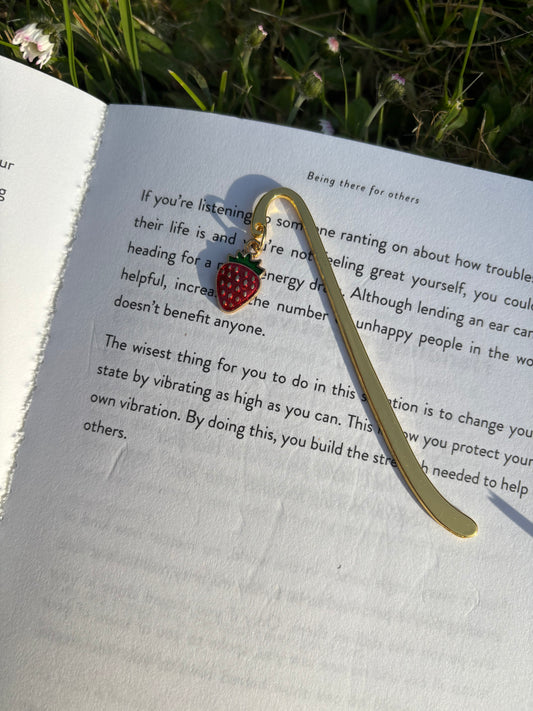 Gold strawberry bookmark