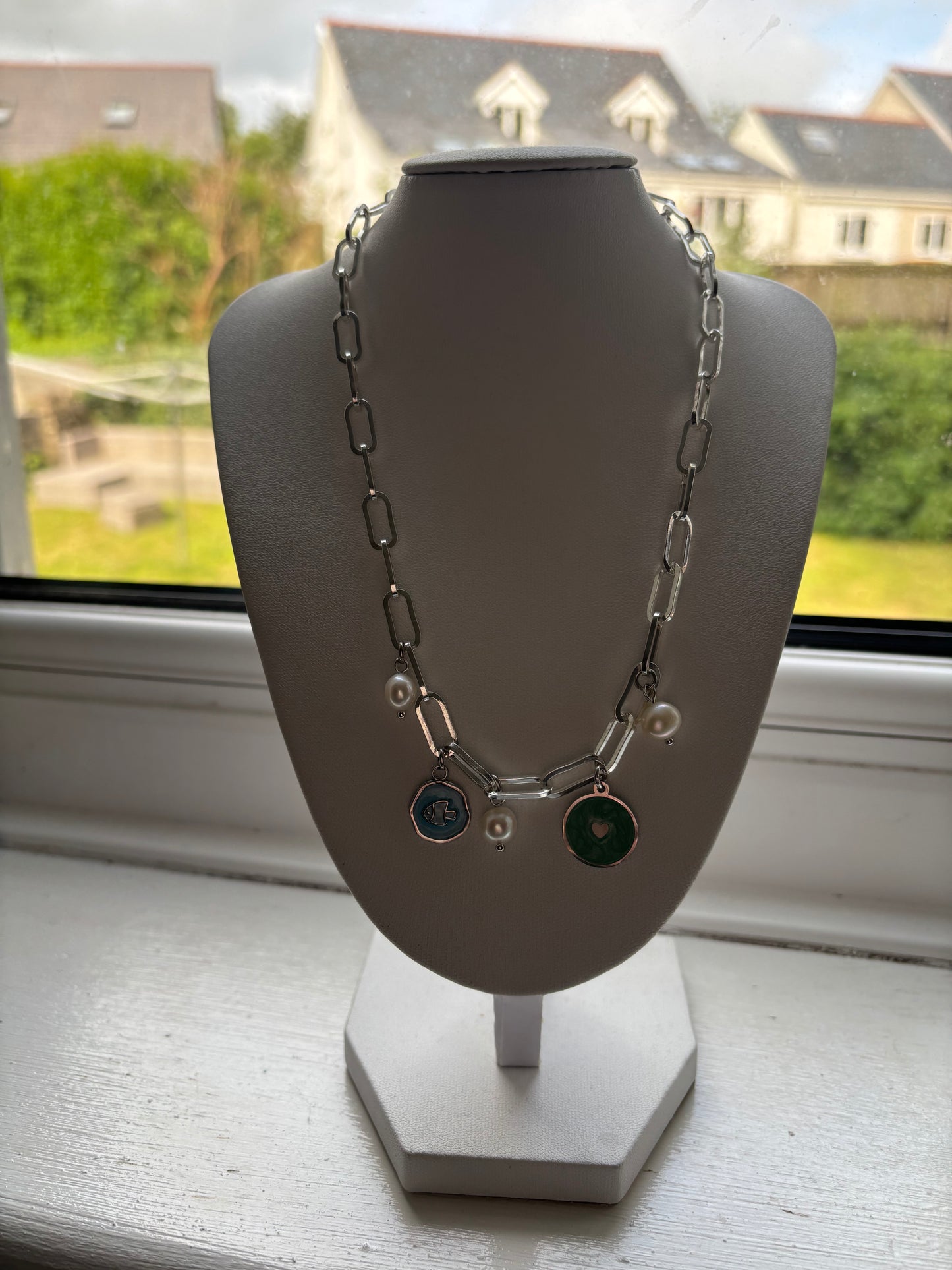 Silver charm necklace