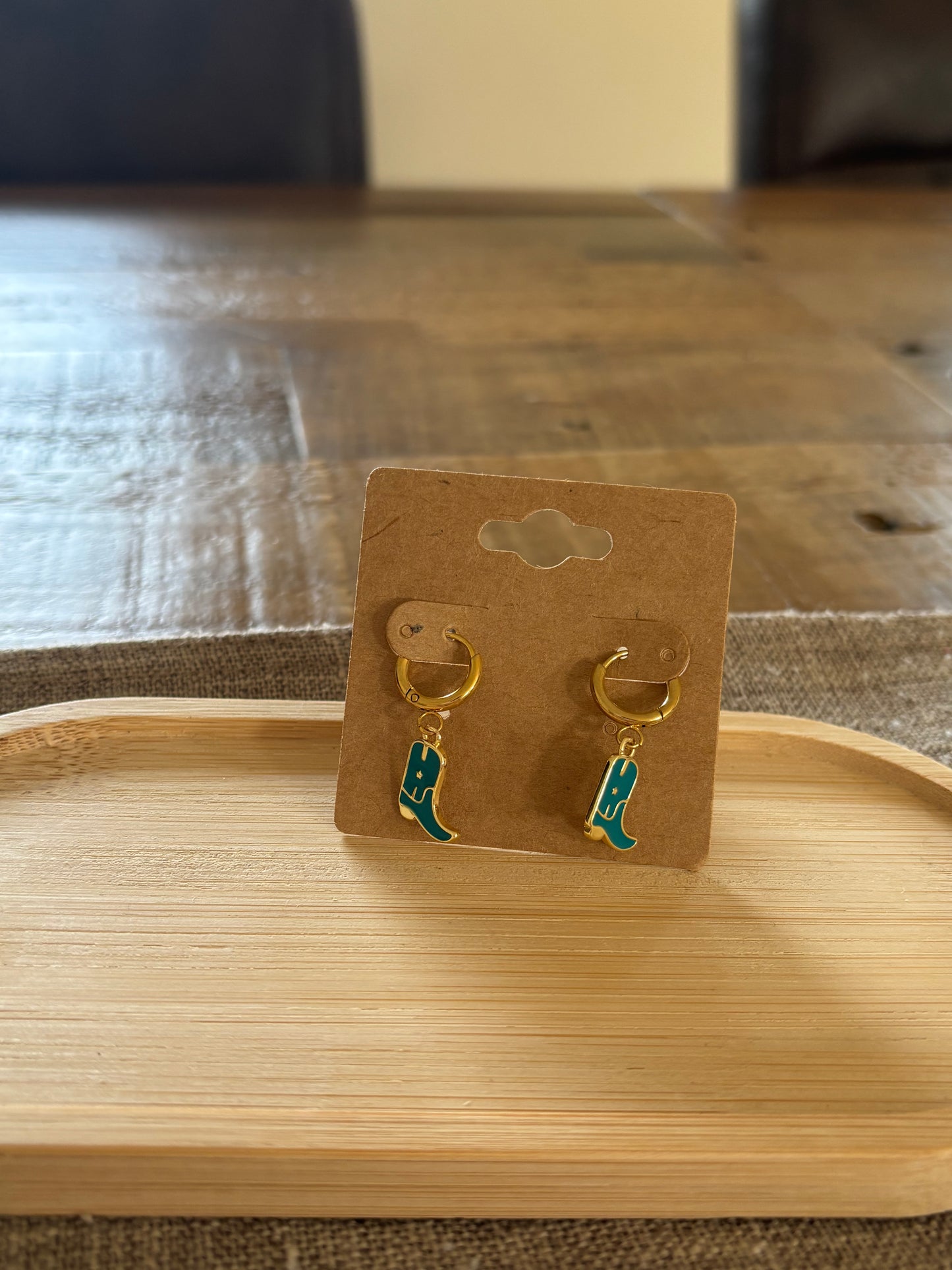 Turquoise cowboy boot hoops
