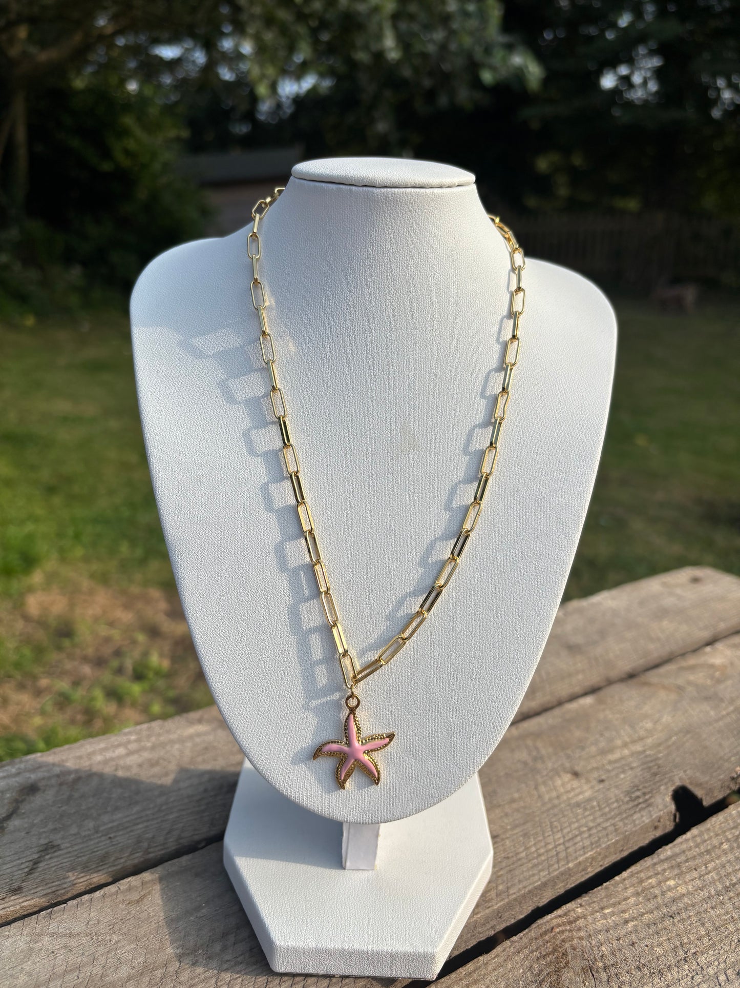 Starfish Gold Paperclip Necklace
