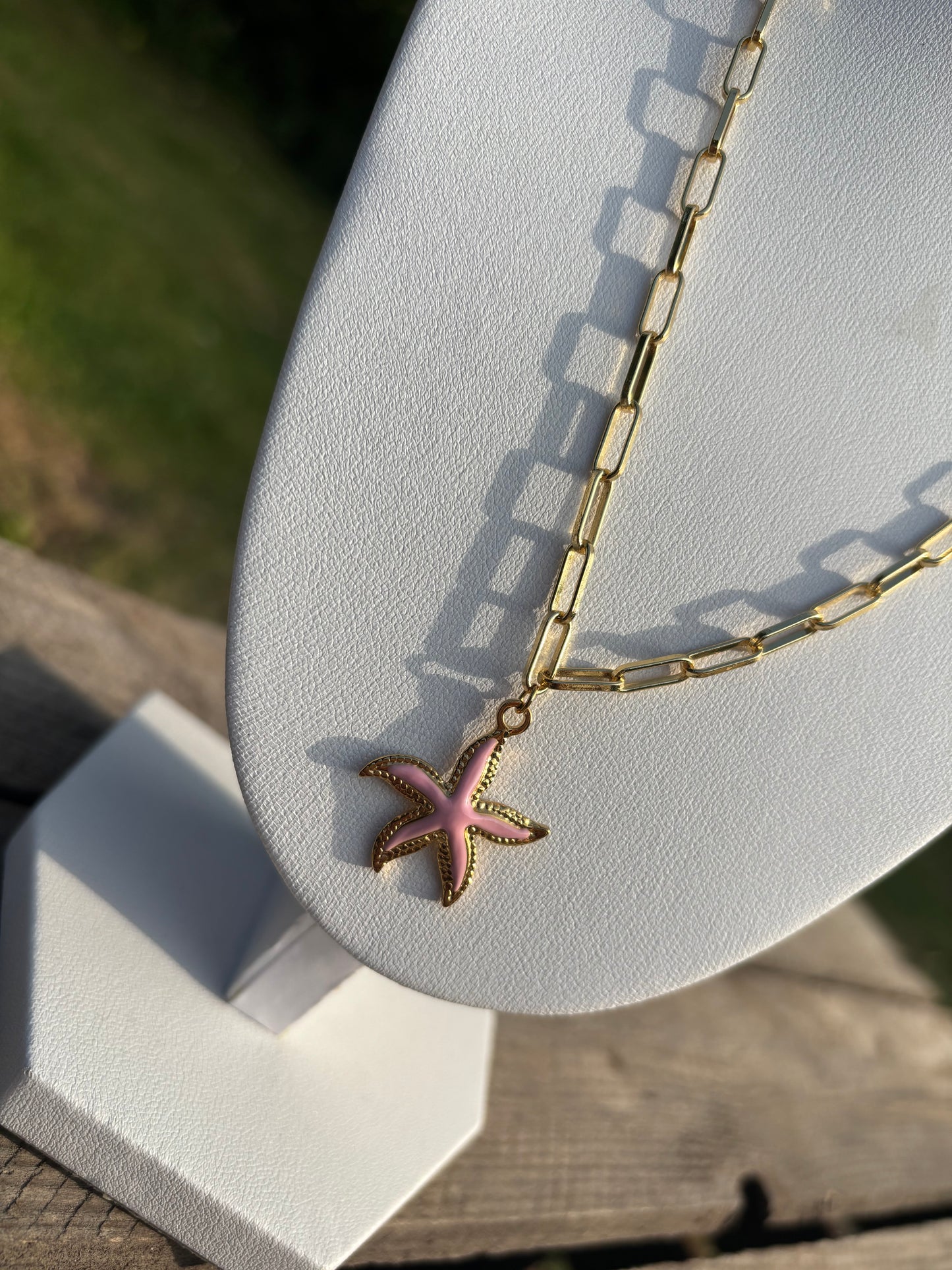 Starfish Gold Paperclip Necklace