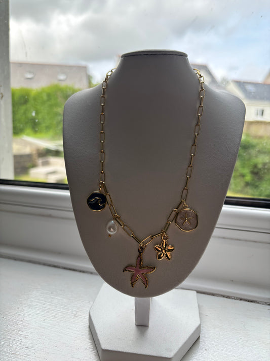 Gold charm necklace